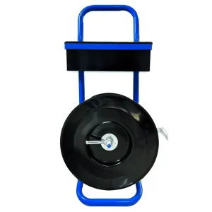 Blue Heavy Duty Strapping Cart Dispenser with Detachable Tool Tray, 8" Core Size for Poly/Plastic Steel/Fiber Strapping – Portable Factory Supplier