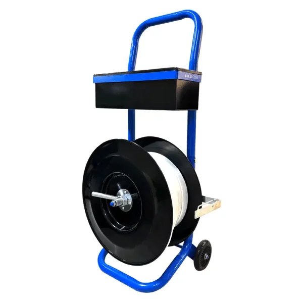 Blue Heavy Duty Strapping Cart Dispenser with Detachable Tool Tray, 8" Core Size for Poly/Plastic Steel/Fiber Strapping – Portable Factory Supplier - Image 2