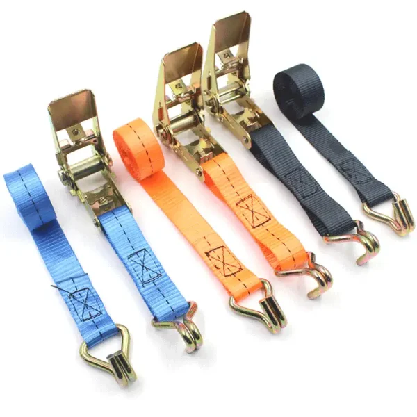 Custom Ratchet Tie Down Straps | Multiple Colors & Lengths | Heavy Duty 1.5" (38mm) / 2" (50mm) / 3" (75mm) Polyester Cargo Straps with Double J Hooks | OEM Factory & Wholesale Supplier - Image 2