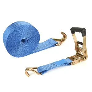 2 Inch Blue Ratchet Straps Heavy Duty 20ft – 8000LBS Break Strength Cargo Tie Down Straps with Double J Hooks | Polyester Lashing Straps for Trucks, Trailers, Kayaks, Car Roof | Custom Colors & Lengths