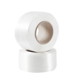 White Polyester Composite Cord Strapping 16mm/25mm/32mm – Heavy Duty, Durable & Safe for Cargo Securing