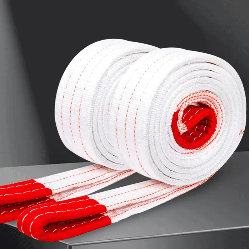 Customizable 1T-12T White Polyester Webbing Slings – Flat & Eye Webbing for Lifting, Industrial & Construction Use, Factory Direct - Image 3