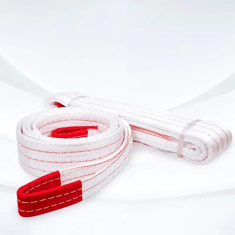 Customizable 1T-12T White Polyester Webbing Slings – Flat & Eye Webbing for Lifting, Industrial & Construction Use, Factory Direct - Image 4